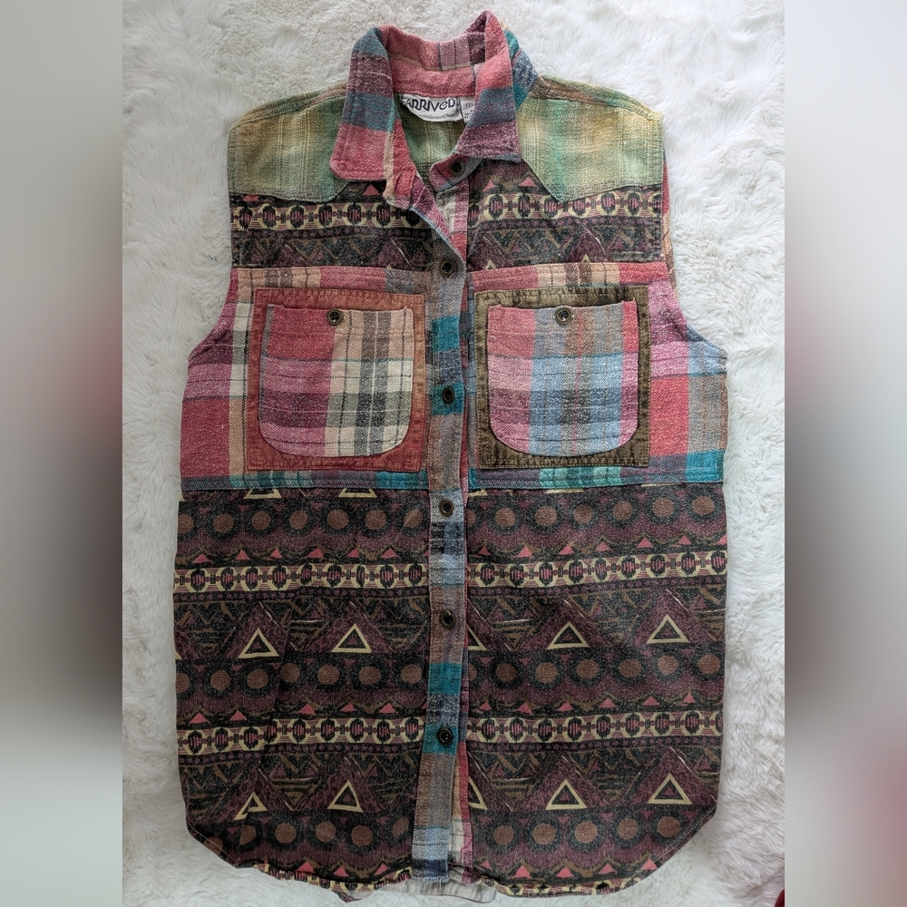Vintage 90s Deadstock Patchwork Grunge Boho Shirt